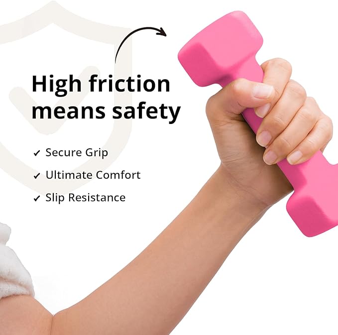 Portzon Weights Dumbbells with Neoprene Coating（Single）, 1LB-3LB Anti-Roll, Anti-Slip, Hexagonal Home Fitness Equipment for Shoulder, Neck, and Hand Training for Seniors over 55 old