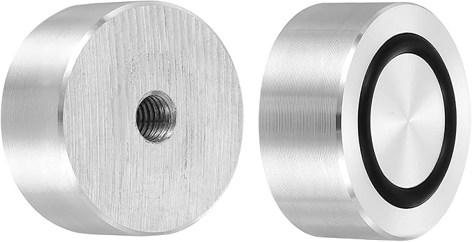 uxcell M8 Thread 35mm / 1.4" Dia 15mm Thick Aluminum Circle Disc Glass Top Adapter 4pcs Round Solid Table Feet Pad Plate Hardware with Anti-Slip Rubber Ring
