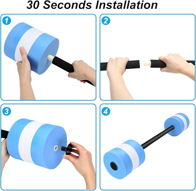 29.3’’ Swimming Barbell with Water Exercise Discs Swim Dumbbell High Density EVA Foam Aquatic Exercise Equipment Swimming Aid for Adults