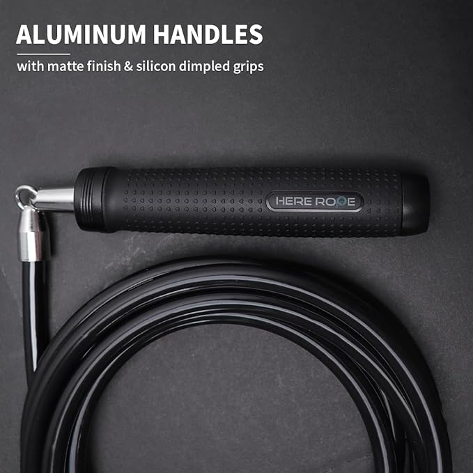 Weighted Jump Rope 1LB for Men & Women - Heavy Duty 11mm Steel Cable, Metal Handles with Smooth Spin, Comfortable Grips & Adjustable Length | Perfect for Muay Thai, MMA & High-Intensity Fitness Workouts