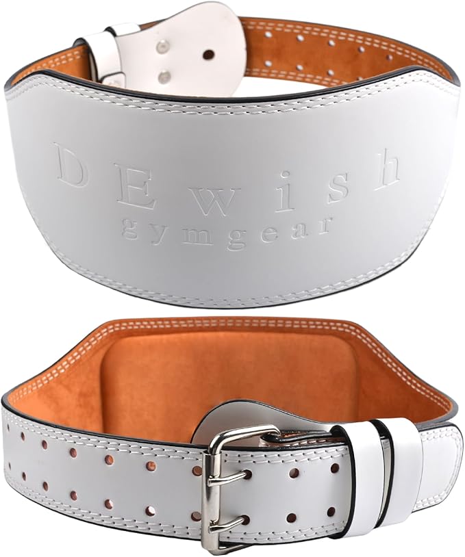 Leather Gym Fitness Belt, 4" & 6" Padded Lumbar Back Support, 10 Adjustable Holes for Weightlifting Powerlifting Bodybuilding Deadlift Squat Workout Strength Training