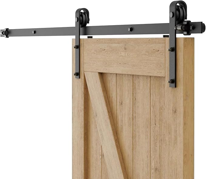 CCJH 9FT Sliding Barn Door Hardware Kit Heavy Duty for Max 55'' Wide Single Wooden Door
