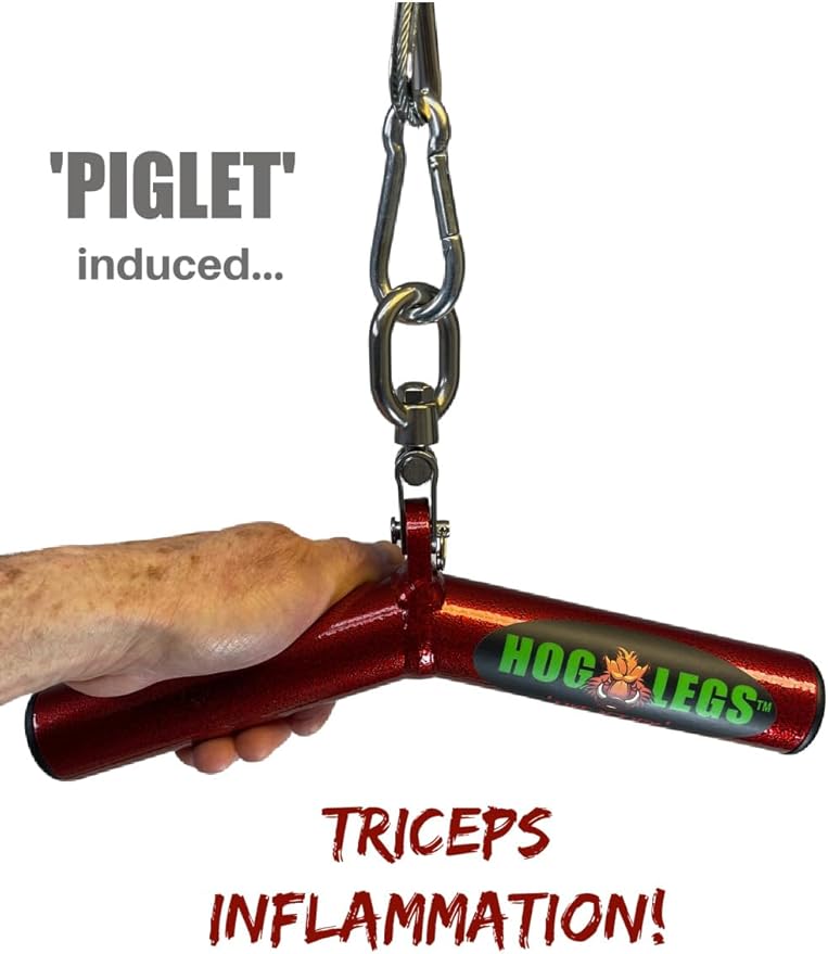 'Piglet' Tricep Bar for workout gym cable attachments Fat Grip bar for triceps