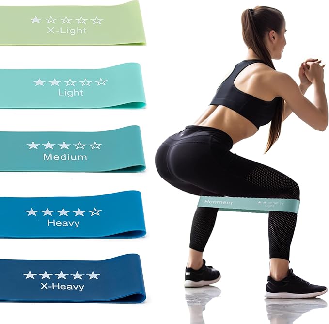 Honmein Resistance Bands for Working Out, Exercise Bands with 5 Resistance Levels Fit for Home Fitness, Strength Training, Natural Latex Resistance Band Include Instruction Guide and Carry Bag