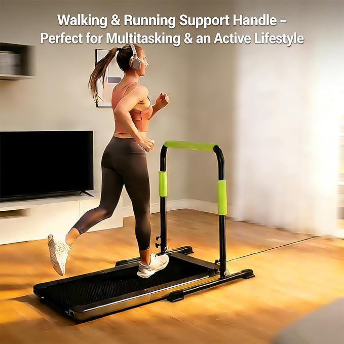 Walking Pad Handle Bar Only, Compatible with Walking Pads 24.4'' Wide, Adjustable Handrail Height (Max 43.3''), Parallettes Bar, Non-Slip Base, Tool-Free Assembly, Sturdy Support