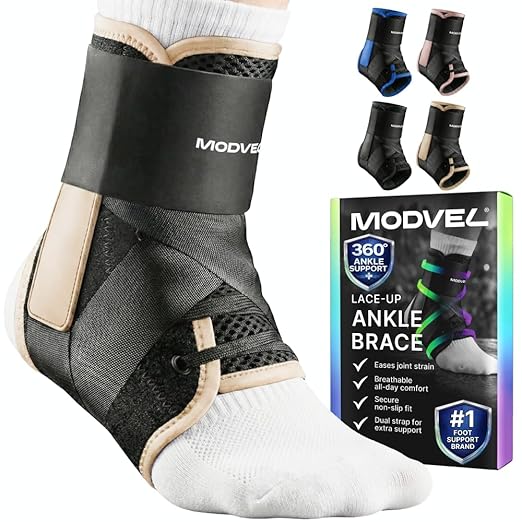 MODVEL Slim Lace Up Ankle Brace, Adjustable Ankle Braces for Men, Ankle Brace for Women, Ankle Support for Women – Figure 8 Ankle Brace Strapping with Soft Pads for Sprained Joint Stability Ankle Wrap