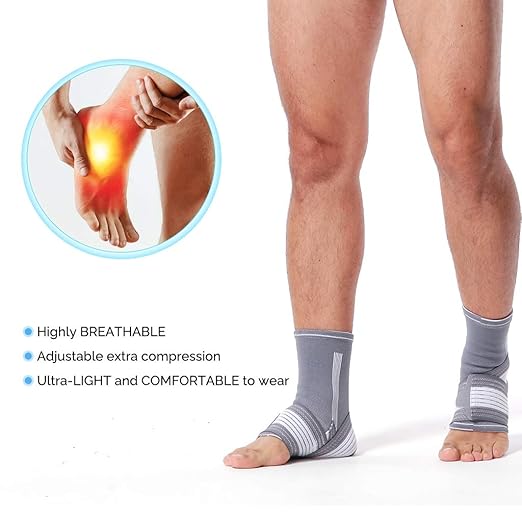 NeoTech Care Adjustable Ankle Support Brace (Black, Size S, 1 Pair)