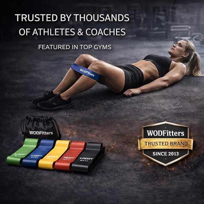 WODFitters Mini Bands Set for Women - 5 Exercise Workout Resistance Bands - Exercise Loops - Workout Flexbands for Stretching, Physical Therapy, Rehab, Home Fitness and Muscle Activation