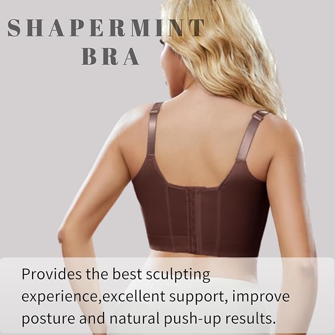 Super Push Up Bra Smoothing Back Fat Bra with Support Comfortable Seamless T Shirt Bra (34B-46DD)