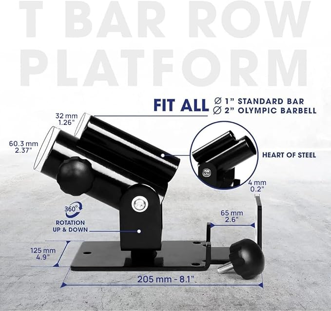 Yes4All Exercise Machine Adjustable T Bar Row Attachment, D Row Handle/Landmine Handle Attachment with Textured Rubber Handles