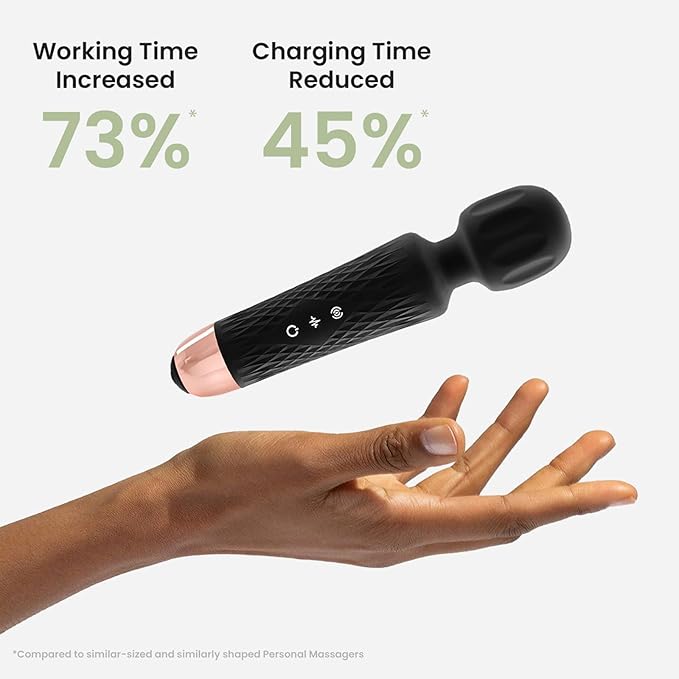 The Upgraded 3-in-1 Personal Massager – 3H Powerful Vibration, Quiet & Waterproof – 20 Modes 8 Speeds Muscle Therapy Stick for Deep Tissue, Sports Recovery, Cordless & Travel Friendly (Black)