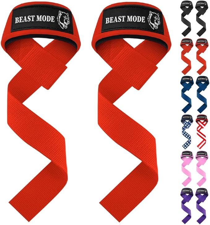 TECEUM Lifting Straps for Weightlifting Gym Strength Training - Wrist Straps with Neoprene Padded Cotton - Men & Women – Ideal for Powerlifting, Bodybuilding & Deadlifts