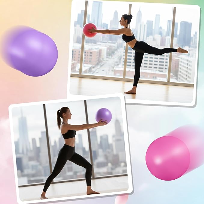 4 Pcs Small Exercise Pilates Ball Bulk 9 Inch Mini Yoga Balls Anti Burst and Slip for Stability, Fitness, Physical Therapy, Stretching & Core Workout at Home Gym Office Class