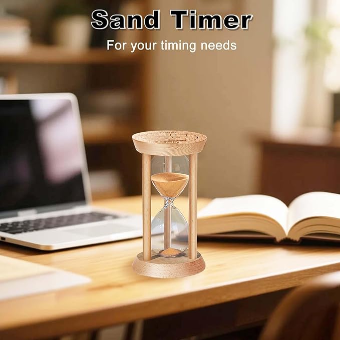 2 Minute Bamboo Sand Timer,2 Min Hourglass, Small Wooden Sand Clock, Reloj De Arena, Hour Glass Sandglass for Home, Office, Decorative, Game, Classroom