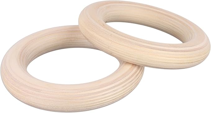 Gymnastics Rings, Birch Wooden Gym Rings For Pull Up, Calisthenics, Workout, Exercise, Home Fitness Training(28mm 15cM)