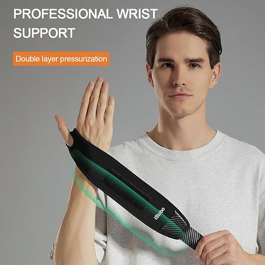 2 Pack Compression Wrist Support Brace, Gym Ulnar Wrist Wraps for Weightlifting, Fitness, Tendonitis, Carpal Tunnel Arthritis, Pain Relief, Adjustable Carbon Fiber Pattern Neoprene Wrist Straps Fit Left or Right Hand