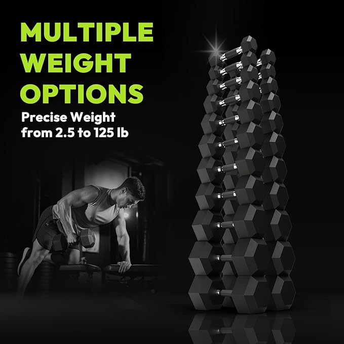 Hex Dumbbell Set 2.5-65 lb, Rubber Encased Hex Dumbbells for Home Gym, Weights Dumbbells Set of 2 Hand Weights for Strength Training & Fitness Exercise
