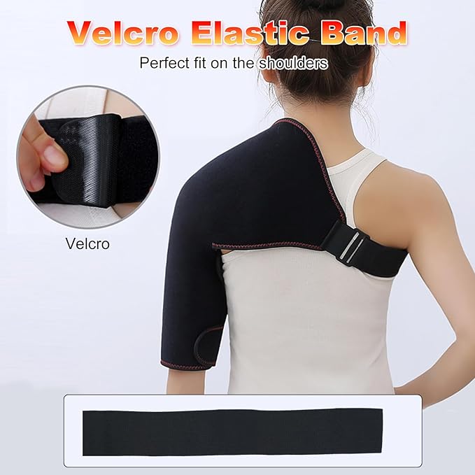 Heated Shoulder Brace with Massager Portable Electric Heating Pad for Shoulder Pain and Upper Arm Muscle Massage Heated Wrap for Shoulder Right