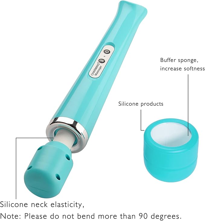 CHARMING Wired Powerful Handheld Back Massager with 10 Strong Vibrations Modes, Personal Therapy Massager for Sports Recovery, Muscle Aches, Body Pain-Light Blue