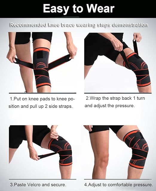 2 Pack Knee Wraps for Pain Relief, Knee Wrap Knee Compression Sleeve Knee Sleeves for Men Women Compression Knee Brace, Knee Band for Knee Pain Relief, Knee Brace for Arthritis Pain and Support (Green, Medium)