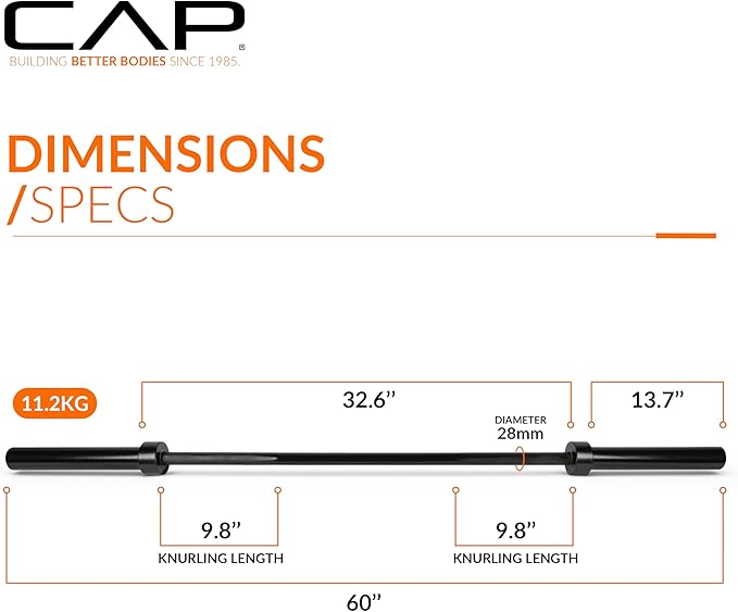 CAP Barbell 2-Inch Olympic Barbell Bars | 5 ft, 6 ft, & 7 ft | Multiple Options