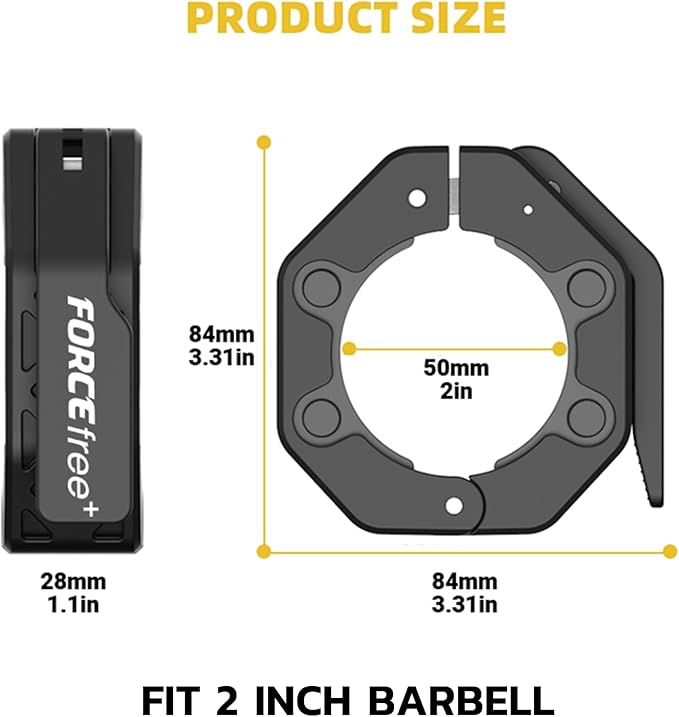 Quick Release Olympic Barbell Collars 2" (Pair) - Non-Slip Weightlifting Barbell Clips for Secure Powerlifting, Home & Gym - High-Strength Metal Bar Clamps