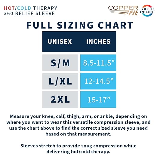 Copper Fit 360 Freeze Compression Sleeve – Cold/Hot Therapy - Flexible 360 Coverage for Knee, Elbow, Ankle, Wrist, Hamstring and Calf (XX-Large)
