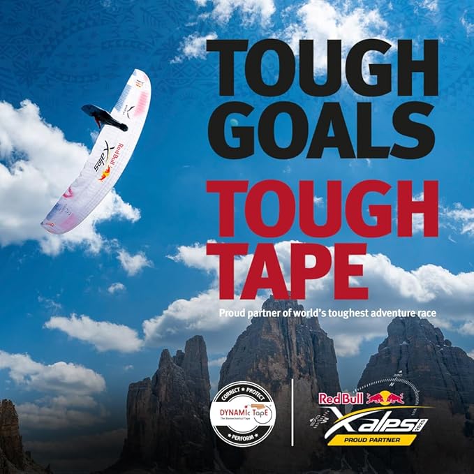 Dynamic Tape Red Bull X-Alps Edition Biomechanical Athletic Tape | 4 Way Stretch & Stronger Recoil Than Kinesiology Tape | Designed for Sports, Muscle & Joint Load Management | Recycled | 3" (1 Roll)