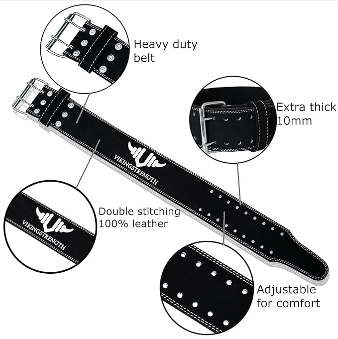 Vikingstrength Premium Weight Lifting Belt with Lifting Straps, Gym Weightlifting Belt for Men and Women, perfect for Squat, Powerlifting, Crossfit and Deadlifting M-4XL + V-Strength Workout App