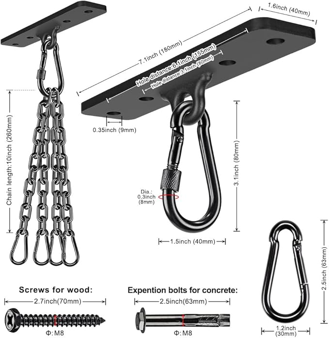Dolibest Heavy Bag Hangers Brackets, Punching Bag Hangers, Heavy Bag Ceiling Mount for Body Weight Strength Training Systems, Aerial Yoga Swing & Hammock, Resistance Band