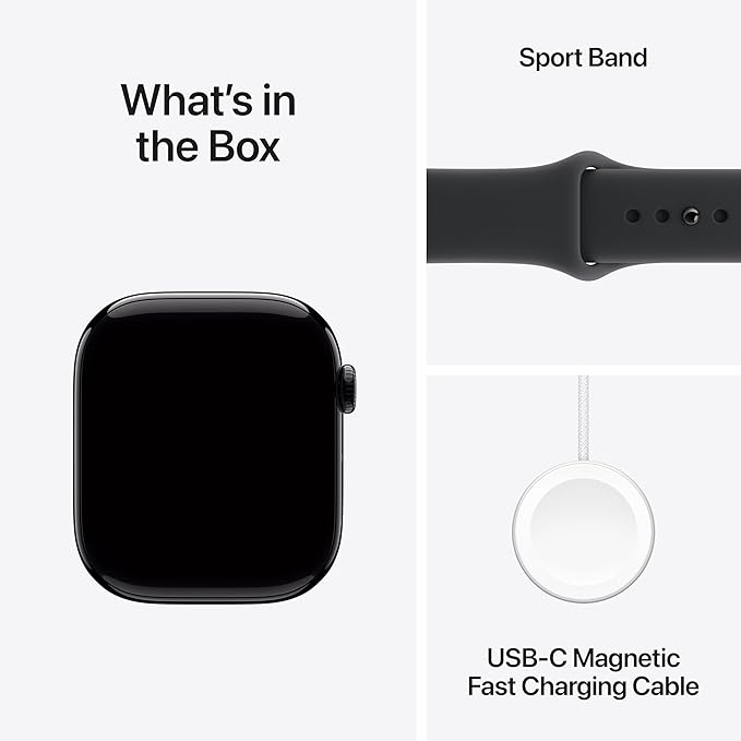 Apple Watch Series 11 [GPS 46mm] Smartwatch with Jet Black Aluminium Case with Black Sport Band - M/L. Sleep Score, Fitness Tracker, Health Monitoring with AppleCare+ (2 Years)