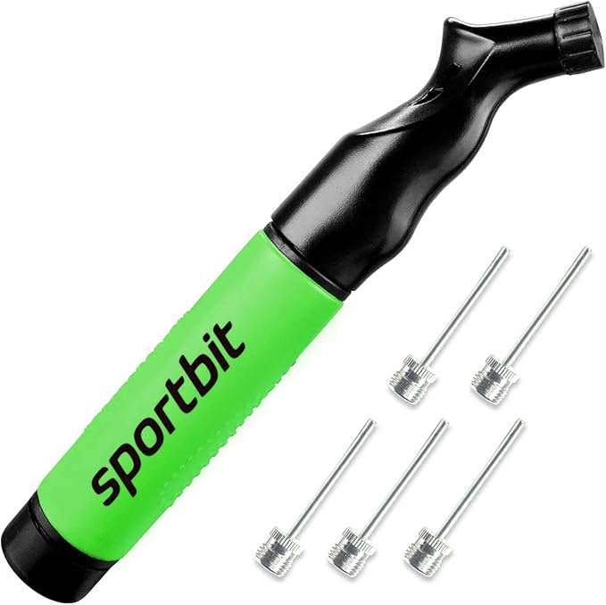 SPORTBIT Ball Pump for Sports Balls - Push & Pull Inflating System - Hand Pump for All Exercise Balls - Volleyball Pump, Basketball Inflator, Football & Soccer Ball Air Pump - Goes with 5 Needles Set