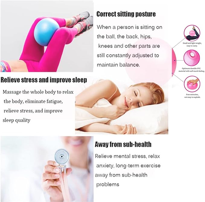 Pilates Exercise Ball for Yoga, Barre, Fitness & Physical Therapy Mini Squishy Balance Ball for Home Workouts Includes Pump for Easy Inflation