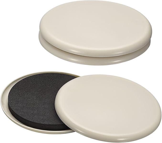 uxcell Furniture Sliders, 4Pcs 5" - Plastic Reusable Round Sliding Pads, Chair Glides for Carpeted Tile Vinyl Hardwood Floors (Grey)