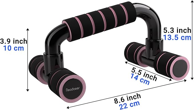 READAEER Push Up Bars Gym Exercise Equipment Fitness 1 Pair Pushup Handles with Cushioned Foam Grip and Non-Slip Sturdy Structure Push Up Bars for Men & Women