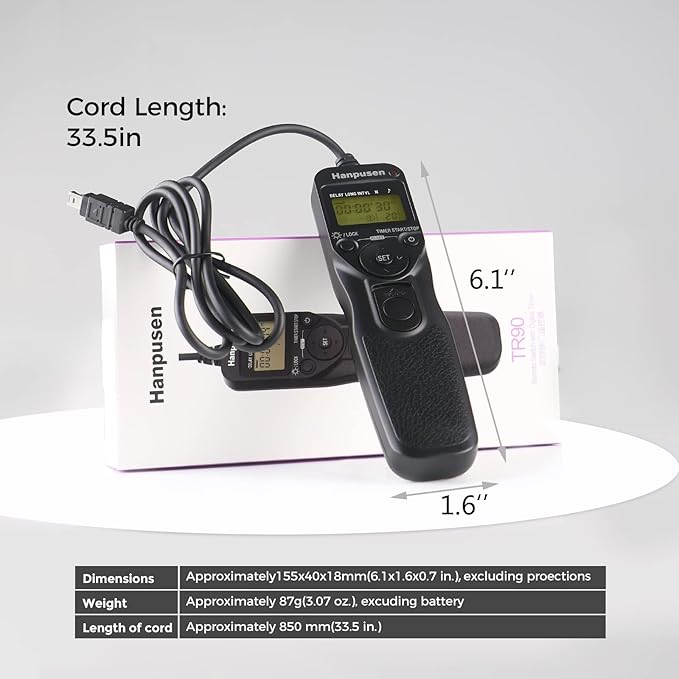 Camera Wired Timer Shutter Release, Camera Intervalometer Shutter Release Cords Compatible with Nikon Df, Z7, Z7 II, Z6, Z6 II, Z5, D750, D780, D5300, COOLPIX P950; Replaces Nikon MC-DC2