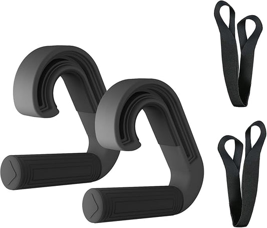 Folaps Pull Up Handles Neutral Grip: Portable Barbell Grip with 2 Detachable Straps for Cable Machine LAT Pull Down T-bar Row Deadlift Shrug