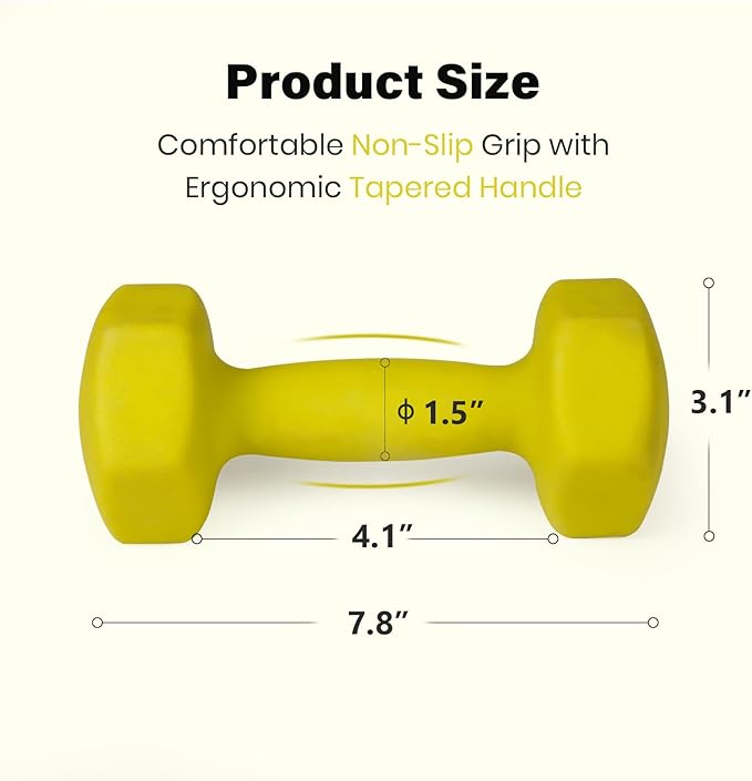LIONSCOOL Set of 2 Neoprene Coated Dumbbell Hand Weights, Anti-Slip and Anti-Roll Hex Dumbbells in Pair for Strength Training, Resistance Training