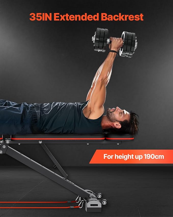 VEVOR Weight Bench, 800lbs/660lbs Adjustable Weight Bench Press for Full Body Workout, Exercise Sit-up Bench for Home Gym Strength Training, Multiple Functions, Fast Adjustment