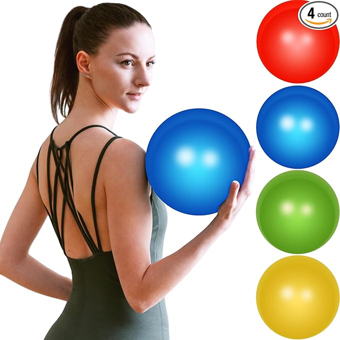 Leyndo 4 Pcs Yoga Exercise Ball Pilates Pregnancy Birthing Fitness Ball with Quick Pump Anti Burst for Improved Posture, Balance, Yoga, Pilates, Training, 4 Colors