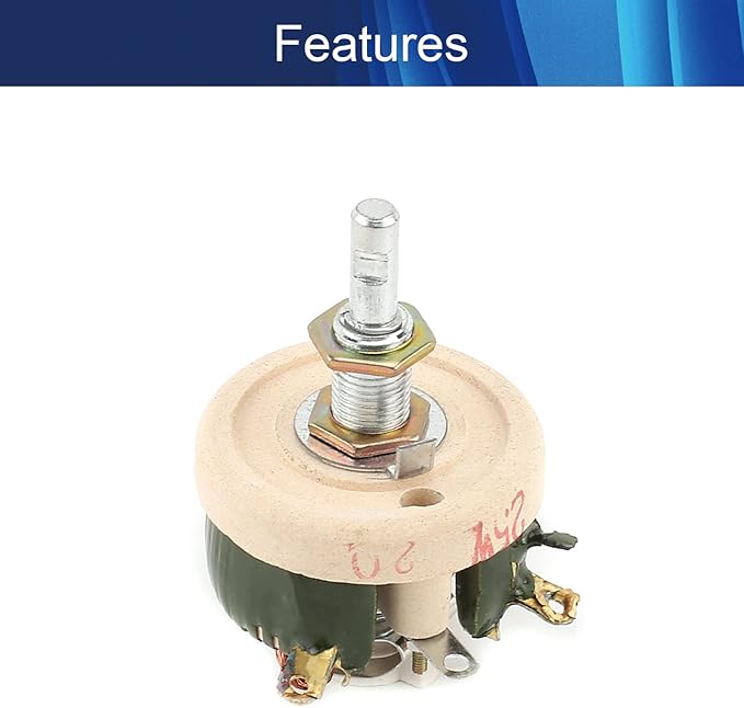 Jutagoss 25W 2 Ohm Rheostat, Wirewound Ceramic Potentiometer, Round Variable Sliding Resistor with Black Knob, Adjustable Resistor 1Pc