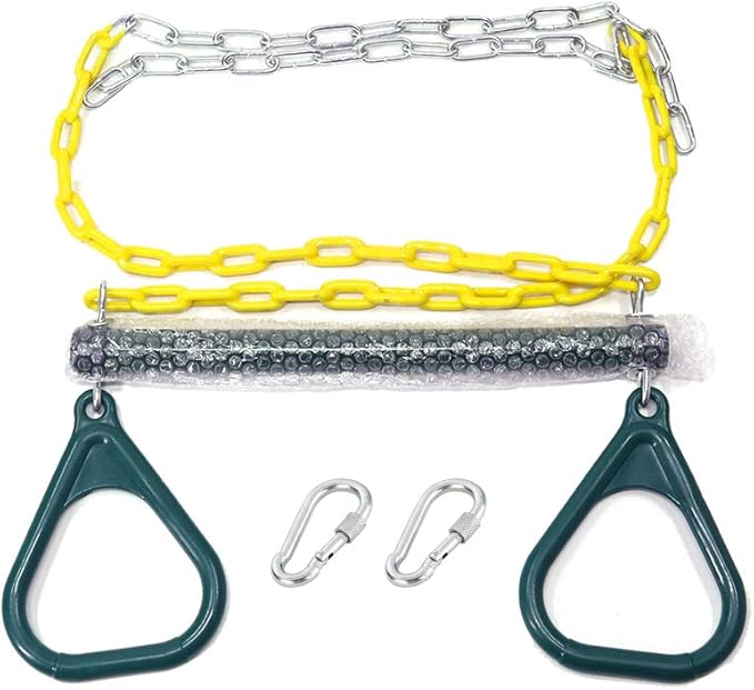 Take Me Away 18'' Trapeze Swing Bar Rings 48'' Heavy Duty Plastic Coated Chains Swing Set Accessories