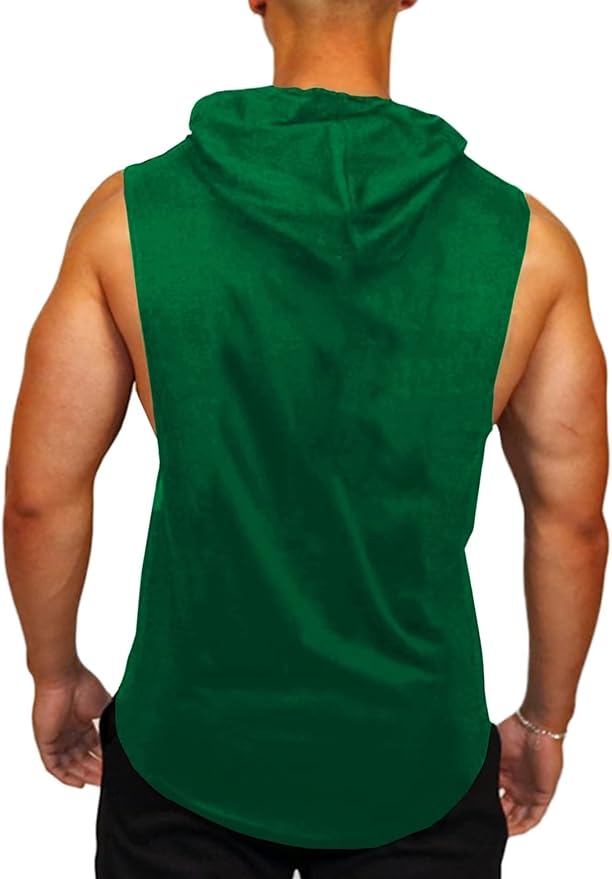 Babioboa Men's Workout Hooded Tank Tops Sports Training Sleeveless Gym Hoodies Bodybuilding Cut Off Muscle Shirts