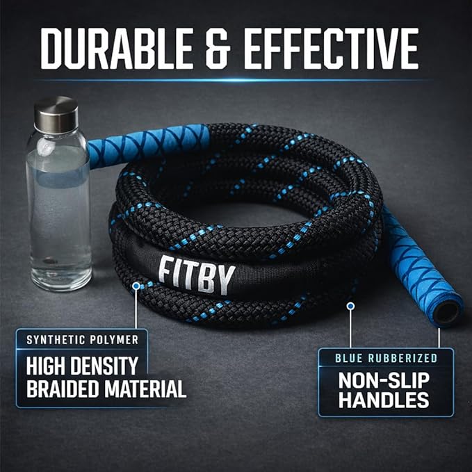 Weighted Jump Rope - 2.9lbs, 9.9 Feet Long Jump Ropes for Fitness, Home Workout Rope, Skipping Rope for Exercise, Total Body Workout Equipment, Durable Jumping Rope by Fitby