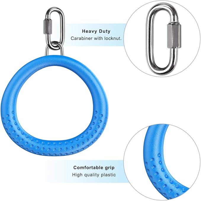 Dolibest 2 Pack of Ninja Gymnastic Rings,Monkey Ring Outdoor Backyard Ninja Accessories Set,Swing Bar Rings Obstacle Course for Training Equipment for Teens,1000LB Capacity