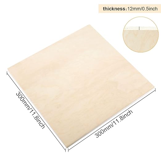 CertBuy 12" x 12" Plywood Board 1/2 Thick, 4 Pack Plywood Squares, Baltic Birch Plywood for Laser Projects, Arts and Crafts, DIY