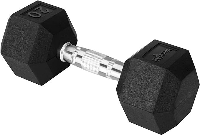 Yes4All Chrome Grip Encased Hex Dumbbells – Hand Weights With Anti-Slip 5-50 LBS Single