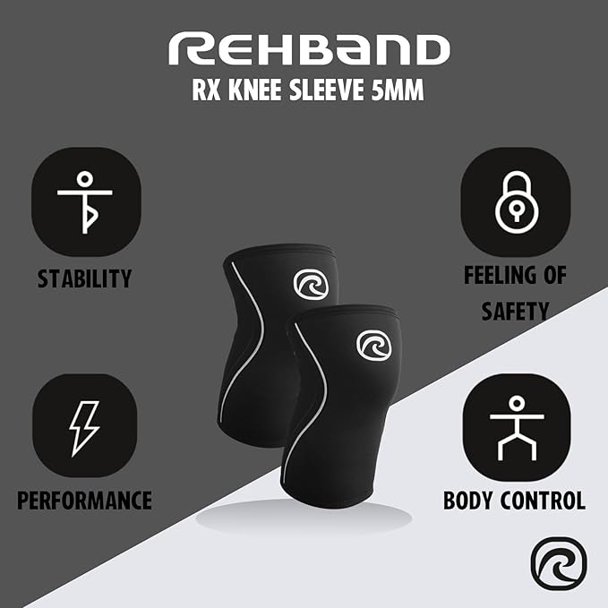 Rehband 5mm Knee Sleeves for Functional Training, Cross-Training & Powerlifting, Weightlifting Knee Support made of Neoprene, Unisex