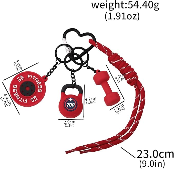 Gym Dumbbell Barbell Kettlebell Purse Keychain - Muscle Faith Cup Rope Gym Bag Handbags Purse Charms - Fitness Gift