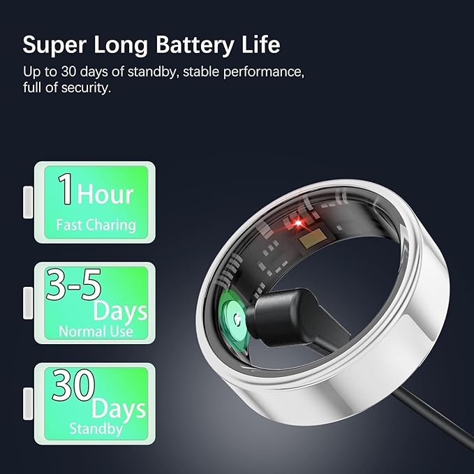 Smart Rings for Women Men, Fitness Ring with Heart Rate, Blood Oxygen, HRV, Stress, Sleep Tracker, Step Tracker, No Subscription Fee, lP68 Waterproof Smart Ring for iPhone & Android (Silver 9#)